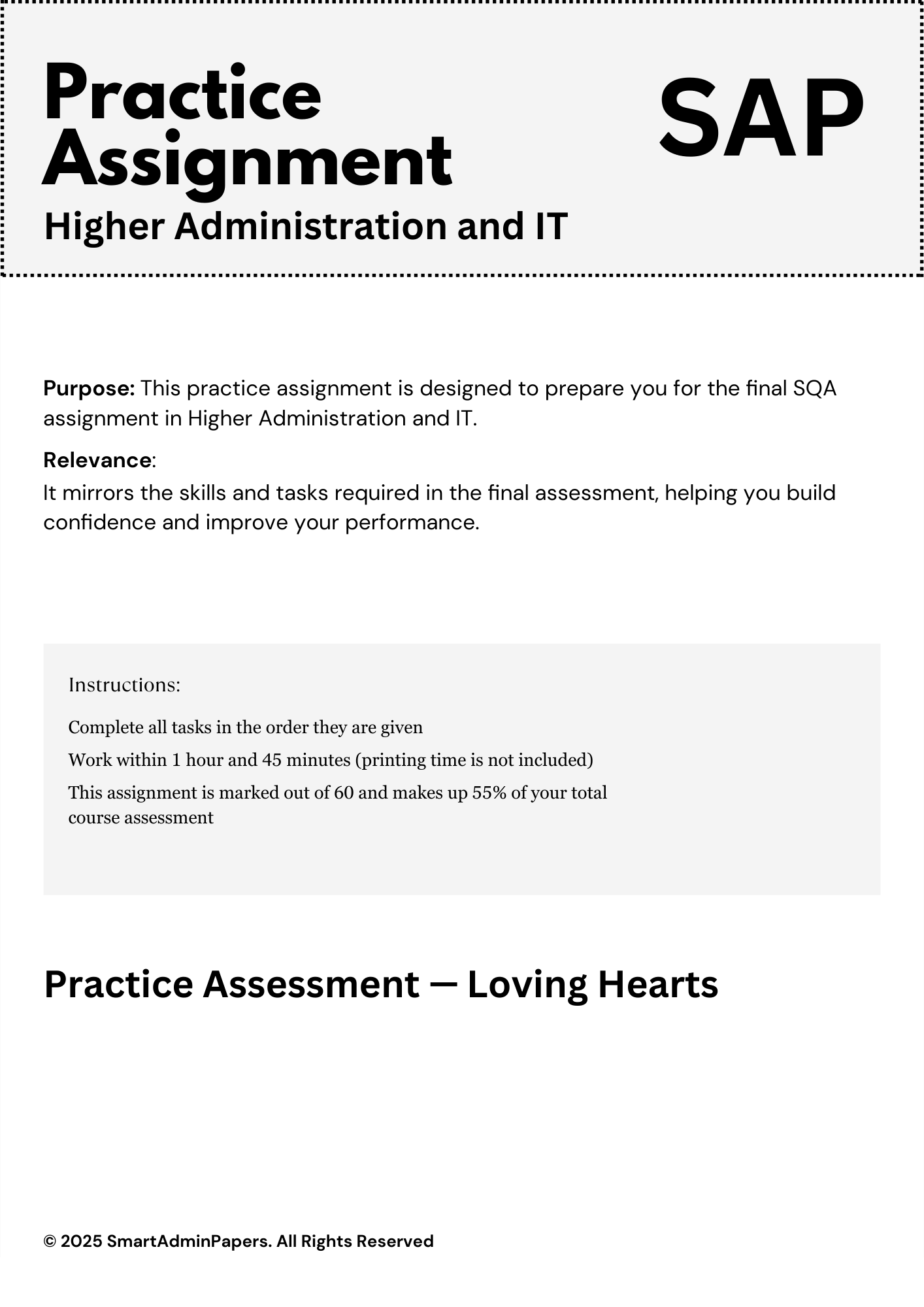 Higher Admin and IT - Practice assignment paper 2025