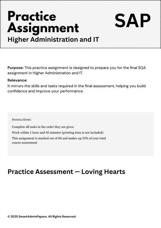 Higher Admin and IT - Practice assignment paper 2025